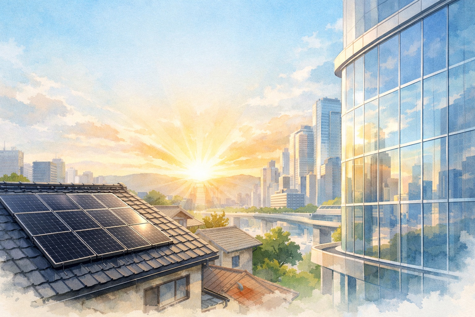 260212 太陽光発電水彩画風